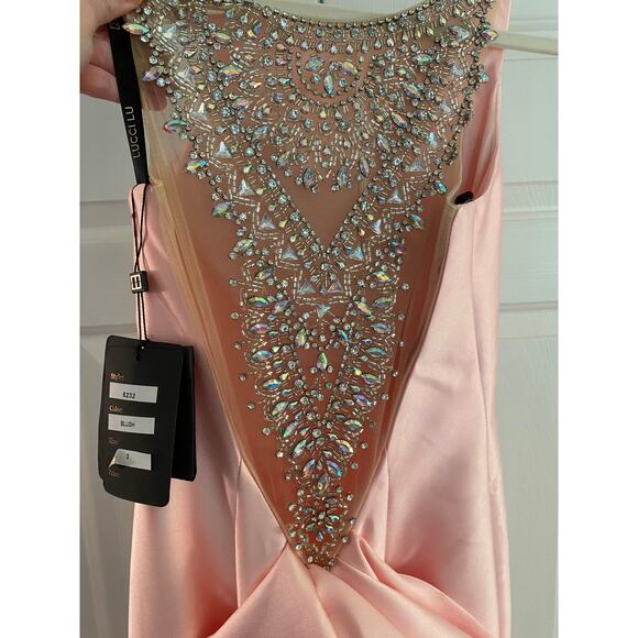 Lucci Lu 8232, Blush Trumpet Gown w/ Crystal Illusion & Ruffle Back, 2 - Picture 7 of 8